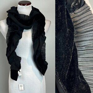 Chico’s Scarf Black Slinky Velvet Oblong NWT Whimsigoth Witchy